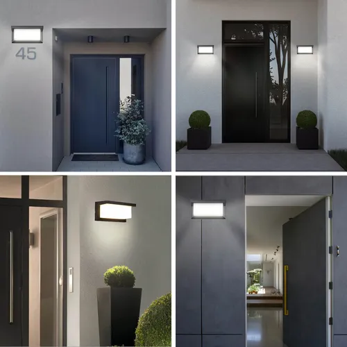 kinkiety LED zamontowane symetrycznie przy drzwiach wejściowych