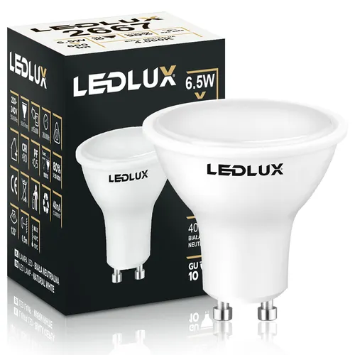 żarówka LED GU10 6,5W w barwie neutralnej 4000K