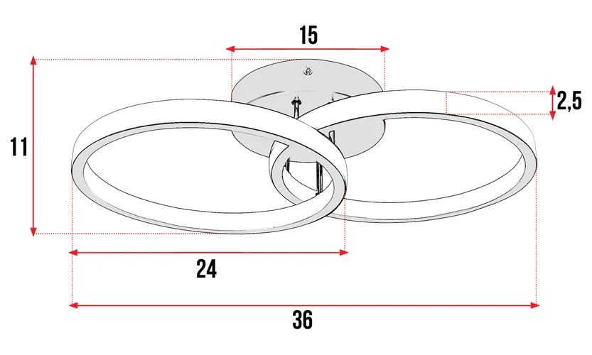 wymiary lampy sufitowej LED