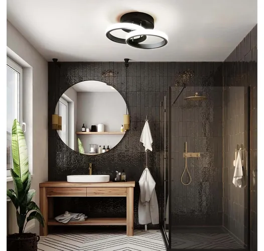 wnętrze z czarną lampą sufitową LED