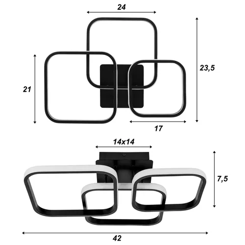 Wymiary elementów lampy sufitowej wiszącej LEDLUX