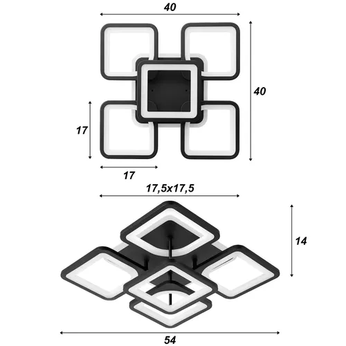 Wymiary elementów lampy sufitowej wiszącej LEDLUX
