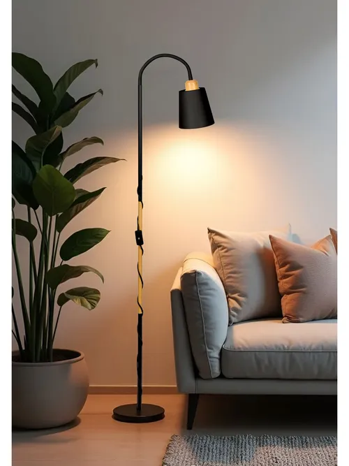 Aranżacja: lampa podłogowa LEDLUX przy fotelu – kącik do czytania