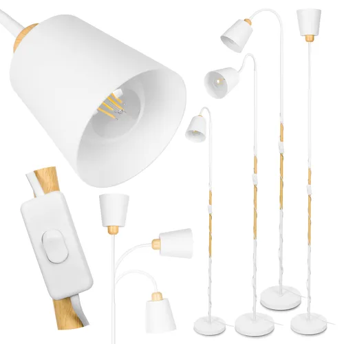 Opinie o białej lampie LEDLUX – stabilna, elegancka, z motywem drewna (metal malowany)