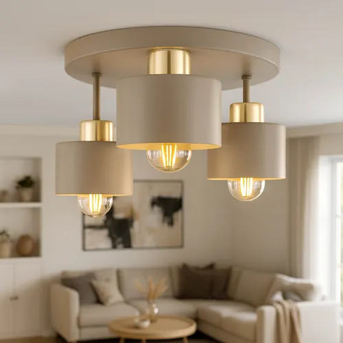 Wisząca lampa beżowa LEDLUX w salonie