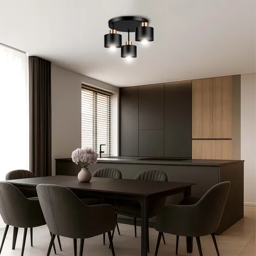 Detal lampy LX-1020 – kontrast czerni i chromu, klosze E27