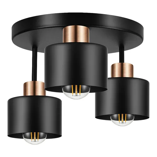 Lampa sufitowa LEDLUX LX-1020 – czarna z chromem, trzy cylindryczne klosze na okrągłej podsufitce