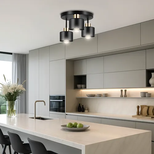 Detal lampy LX-1020 – kontrast czerni i chromu, klosze E27