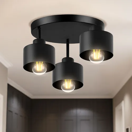 Detal lampy LX-1020 – kontrast czerni i chromu, klosze E27