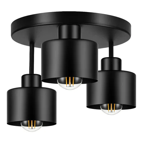 Lampa sufitowa LEDLUX LX-1020 – czarna z chromem, trzy cylindryczne klosze na okrągłej podsufitce