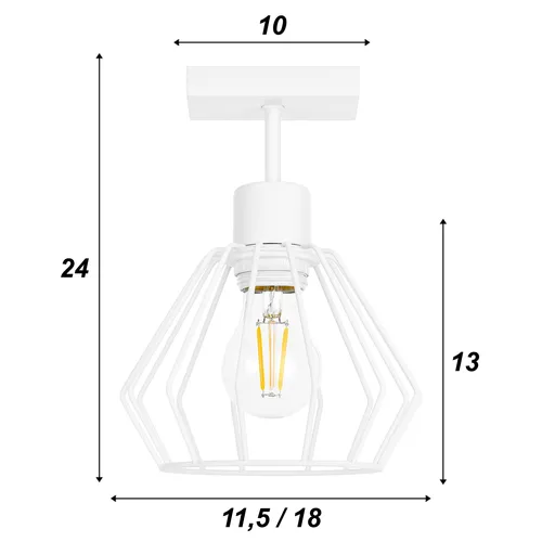 Wymiary elementów lampy sufitowej wiszącej LEDLUX