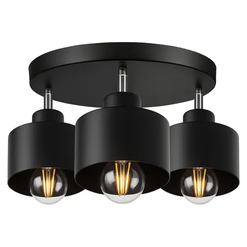 Lampa sufitowa LEDLUX LX-1040 – czarna, 3-punktowa lampa loft z regulowanymi kloszami