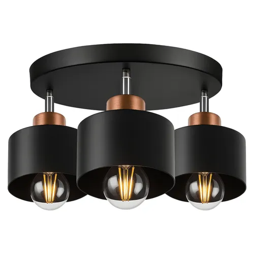 Lampa sufitowa LEDLUX LX-1040 – czarna, 3-punktowa lampa loft z regulowanymi kloszami