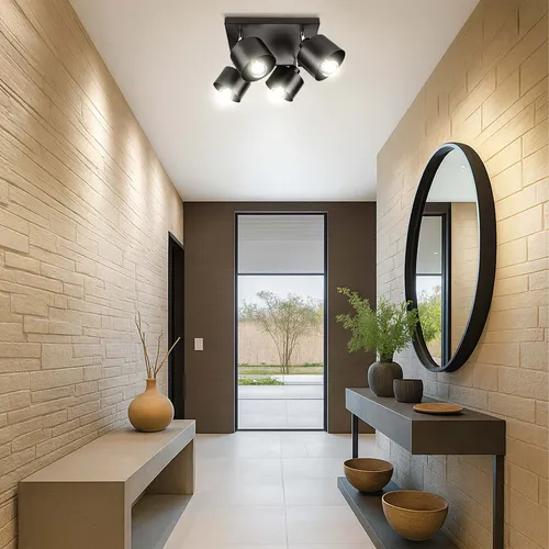 Detale lampy sufitowej LEDLUX LX-1041 – matowa czerń i cylindryczne klosze