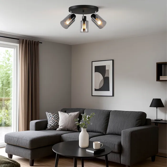 lampa do jadalni loft czarna szklana