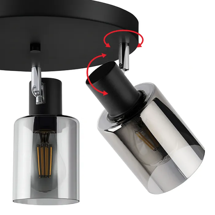 lampa LED E27 szklany klosz nowoczesna czarna