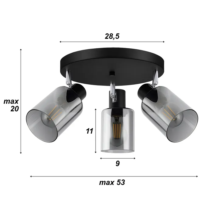 lampa do jadalni loft czarna szklana