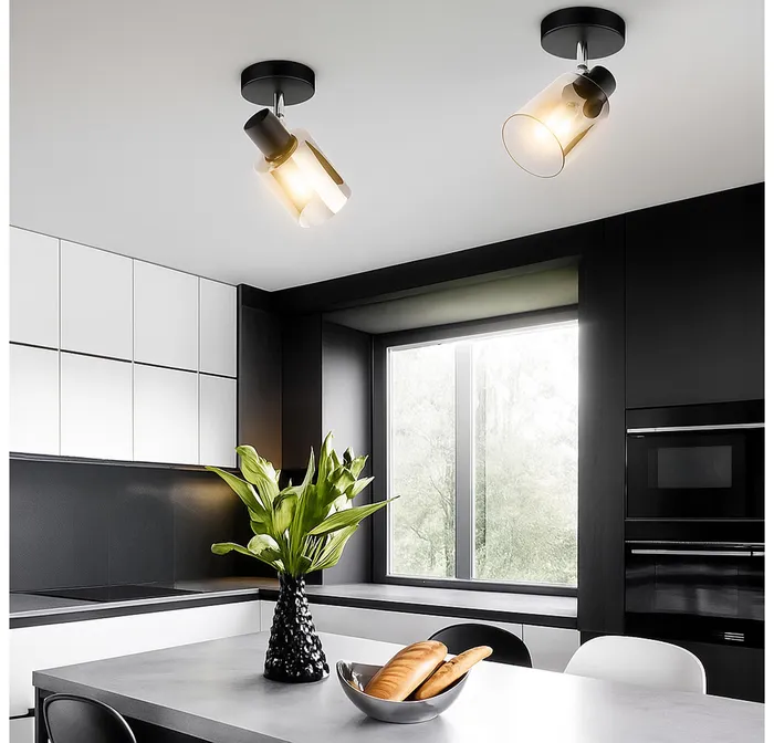 lampa do jadalni loft czarna szklana