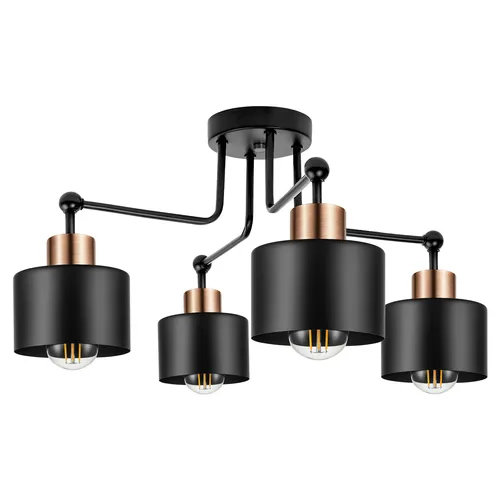 Lampa sufitowa czarna z miedzią