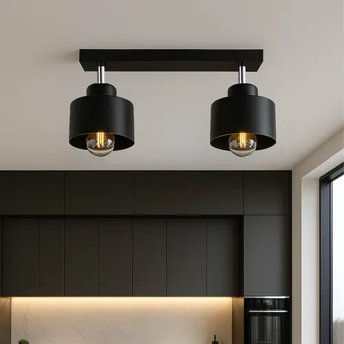 Detal lampy LX-1107 – matowa czerń, obracane klosze, loftowy styl