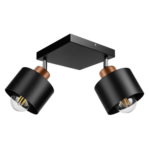 Lampa sufitowa LEDLUX LX-1130 – czarna, 2-punktowa oprawa loft z regulowanymi kloszami, widok ogólny