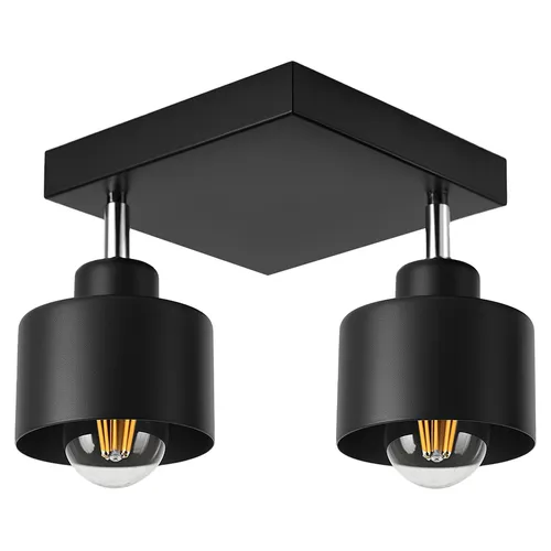 Lampa sufitowa LEDLUX LX-1130 – czarna, 2-punktowa oprawa loft z regulowanymi kloszami, widok ogólny