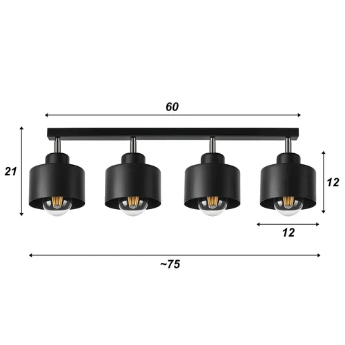 Wymiary elementów lampy sufitowej wiszącej LEDLUX