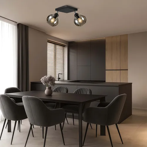 Detal lampy LX-1197 – przydymione, szklane kule i czarna podstawa