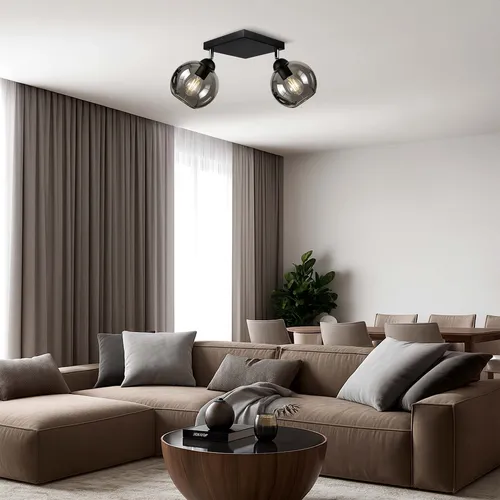 Aranżacja 2 – lampa sufitowa LX-1197 w salonie, dwa klosze ustawione asymetrycznie