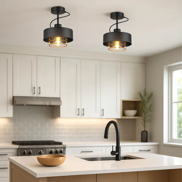 aranżacja lampy sufitowej LEDLUX czarna 1xE27