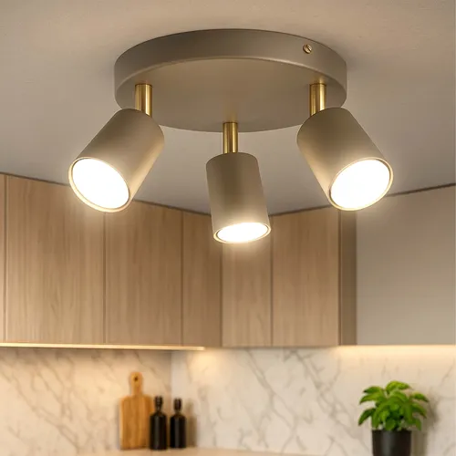 Lampa w salonie bęzowa Gu10 nowoczesna