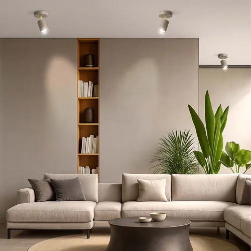 Lampa spot beżowa w salonie