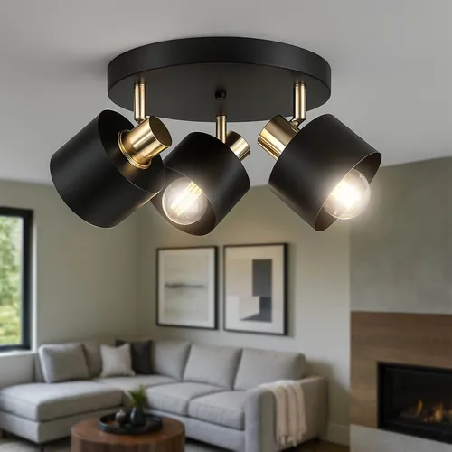 Wisząca lampa czarna LEDLUX w salonie