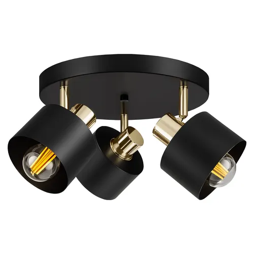 LAmpa czarna ze złotem  z trzema źródami światła E27