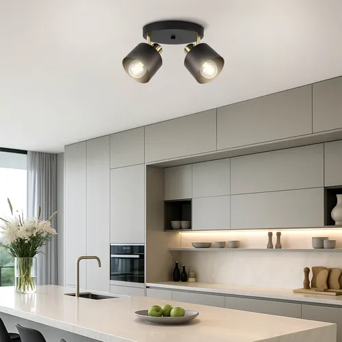 Wisząca lampa czarna LEDLUX w salonie