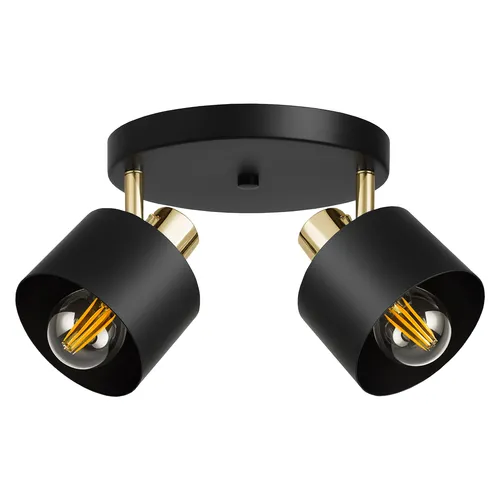 LAmpa czarna ze złotem  z dwoma źródami światła E27