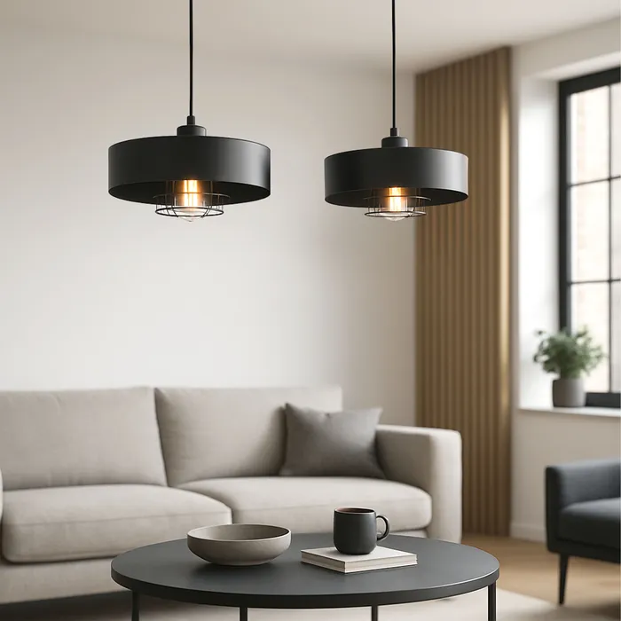 lampa do jadalni loft czarna szklana