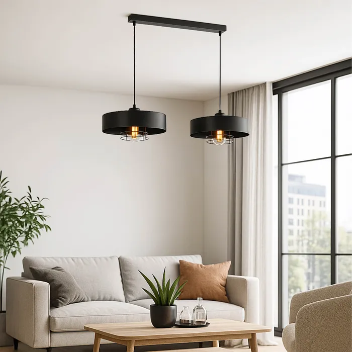 aranżacja lampy sufitowej LEDLUX czarna 3xE27