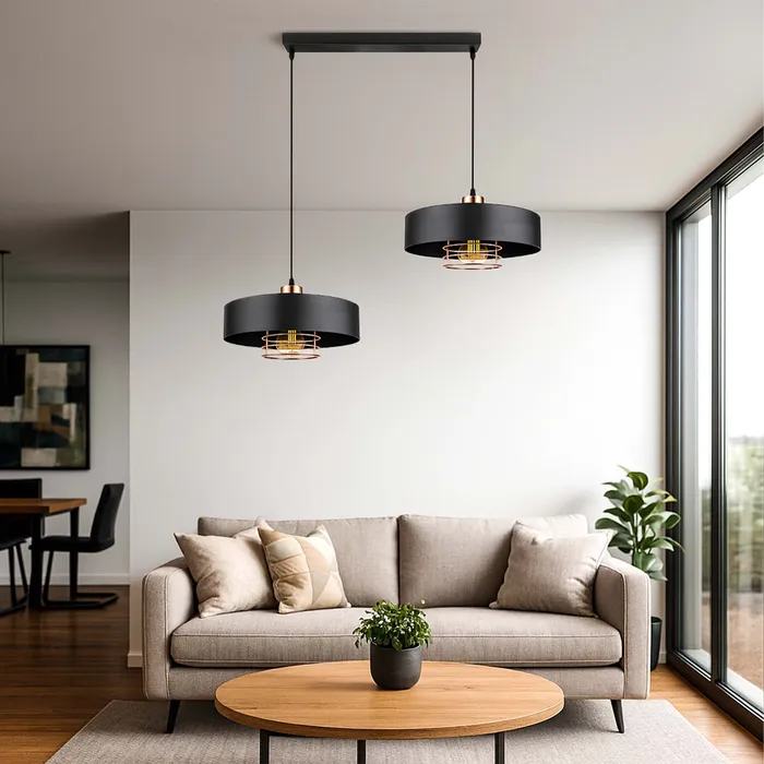 lampa LED E27 szklany klosz nowoczesna czarna