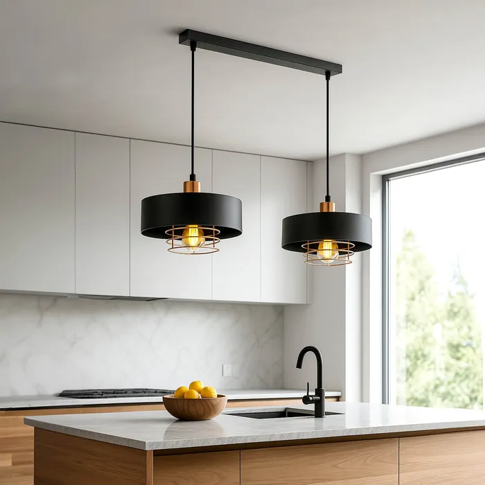 aranżacja lampa wisząca kuchnia jadalnia