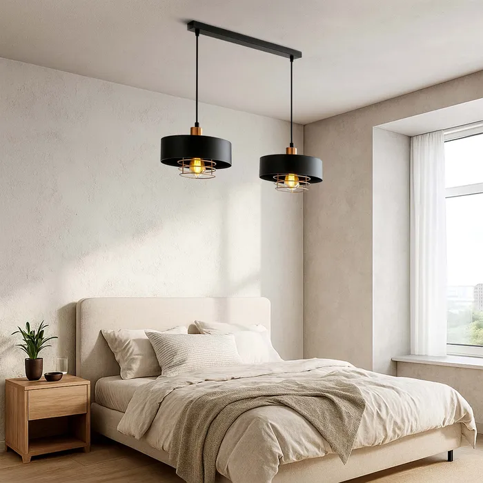 aranżacja lampy sufitowej LEDLUX czarna 3xE27