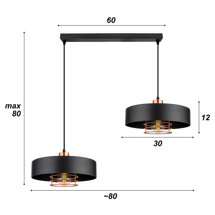 lampa do jadalni loft czarna szklana