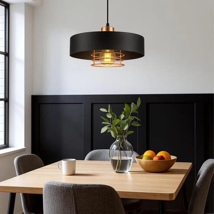 aranżacja lampy sufitowej LEDLUX czarna 3xE27