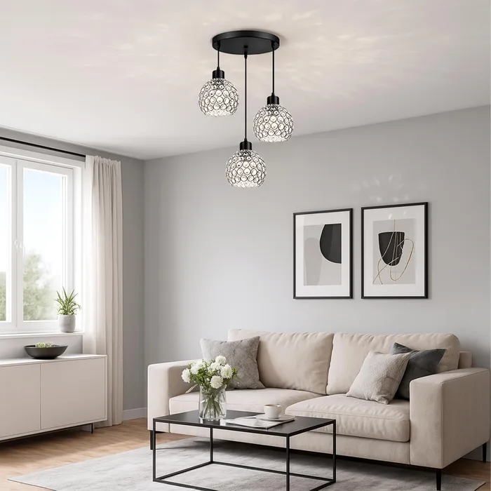 aranżacja lampa wisząca kuchnia jadalnia