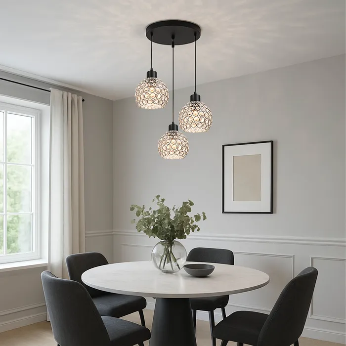 aranżacja lampy sufitowej LEDLUX czarna 3xE27