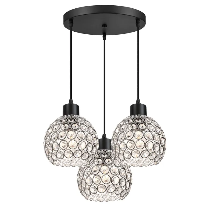 lampa wisząca nowoczesna szklana 3xE27 czarna LEDLUX