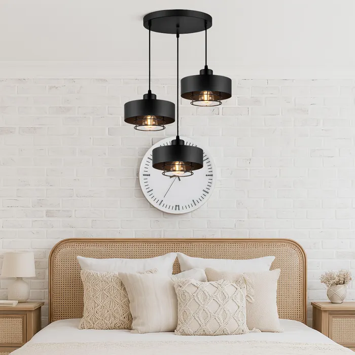 aranżacja lampy sufitowej LEDLUX czarna 3xE27