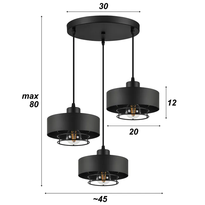 lampa do jadalni loft czarna
