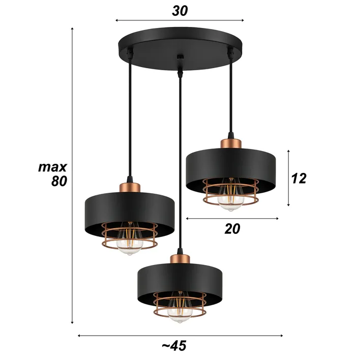 lampa do jadalni loft czarna