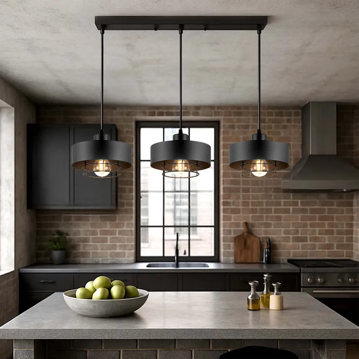 aranżacja lampa wisząca kuchnia jadalnia